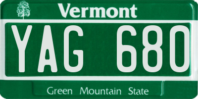 VT license plate YAG680