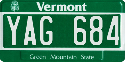 VT license plate YAG684