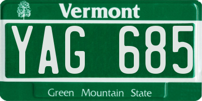VT license plate YAG685