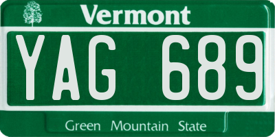 VT license plate YAG689