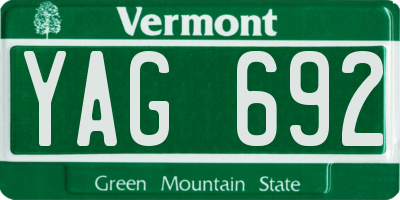 VT license plate YAG692
