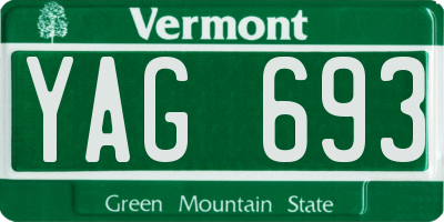VT license plate YAG693