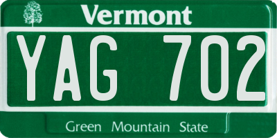 VT license plate YAG702