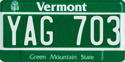VT license plate YAG703