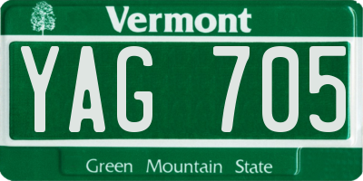 VT license plate YAG705