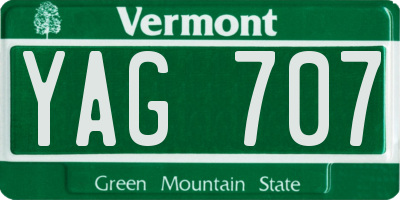 VT license plate YAG707