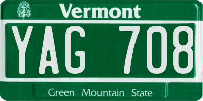 VT license plate YAG708