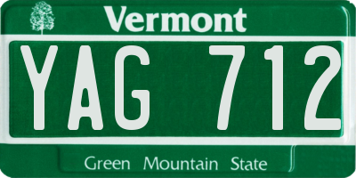 VT license plate YAG712
