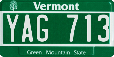 VT license plate YAG713