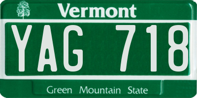 VT license plate YAG718