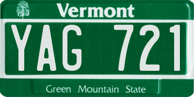 VT license plate YAG721