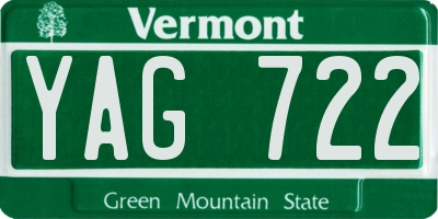 VT license plate YAG722