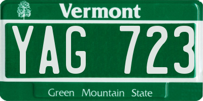 VT license plate YAG723