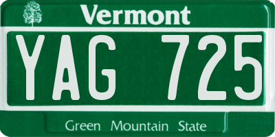 VT license plate YAG725