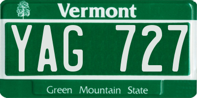 VT license plate YAG727