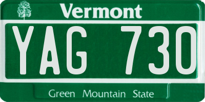 VT license plate YAG730