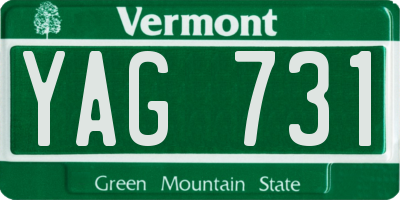 VT license plate YAG731