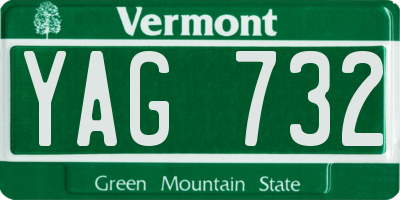 VT license plate YAG732
