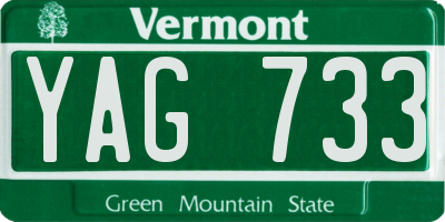 VT license plate YAG733