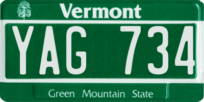 VT license plate YAG734