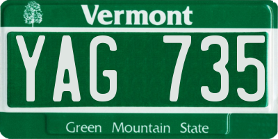 VT license plate YAG735