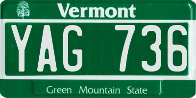 VT license plate YAG736