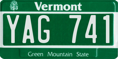 VT license plate YAG741