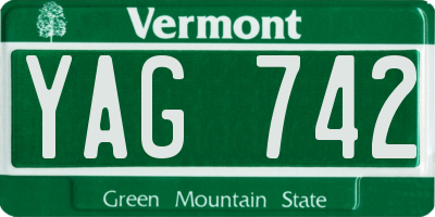 VT license plate YAG742