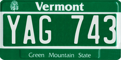 VT license plate YAG743