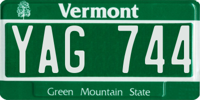 VT license plate YAG744