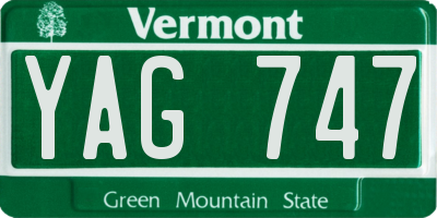 VT license plate YAG747