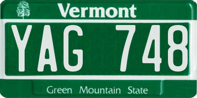 VT license plate YAG748