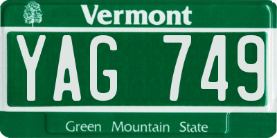 VT license plate YAG749