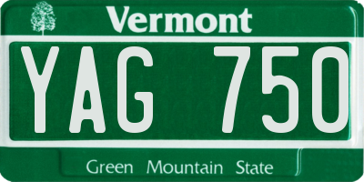VT license plate YAG750