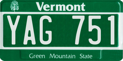 VT license plate YAG751
