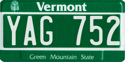 VT license plate YAG752