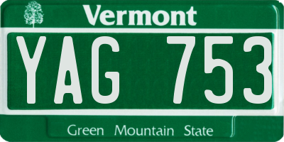 VT license plate YAG753