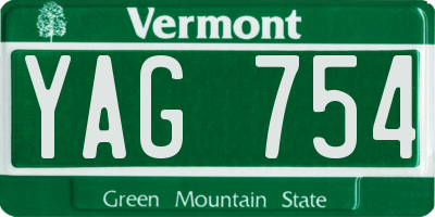 VT license plate YAG754