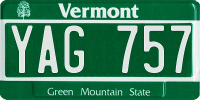 VT license plate YAG757