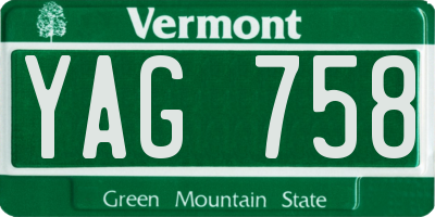 VT license plate YAG758