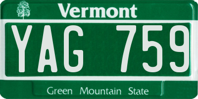 VT license plate YAG759