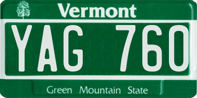 VT license plate YAG760