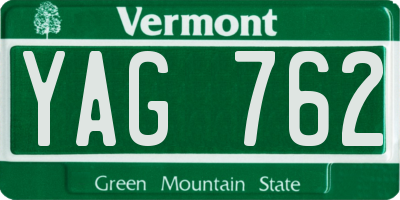 VT license plate YAG762