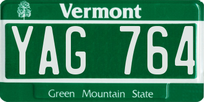 VT license plate YAG764