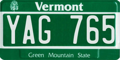 VT license plate YAG765