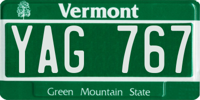 VT license plate YAG767