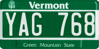 VT license plate YAG768