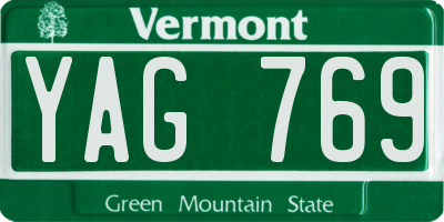 VT license plate YAG769
