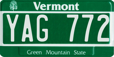 VT license plate YAG772