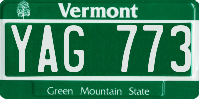 VT license plate YAG773